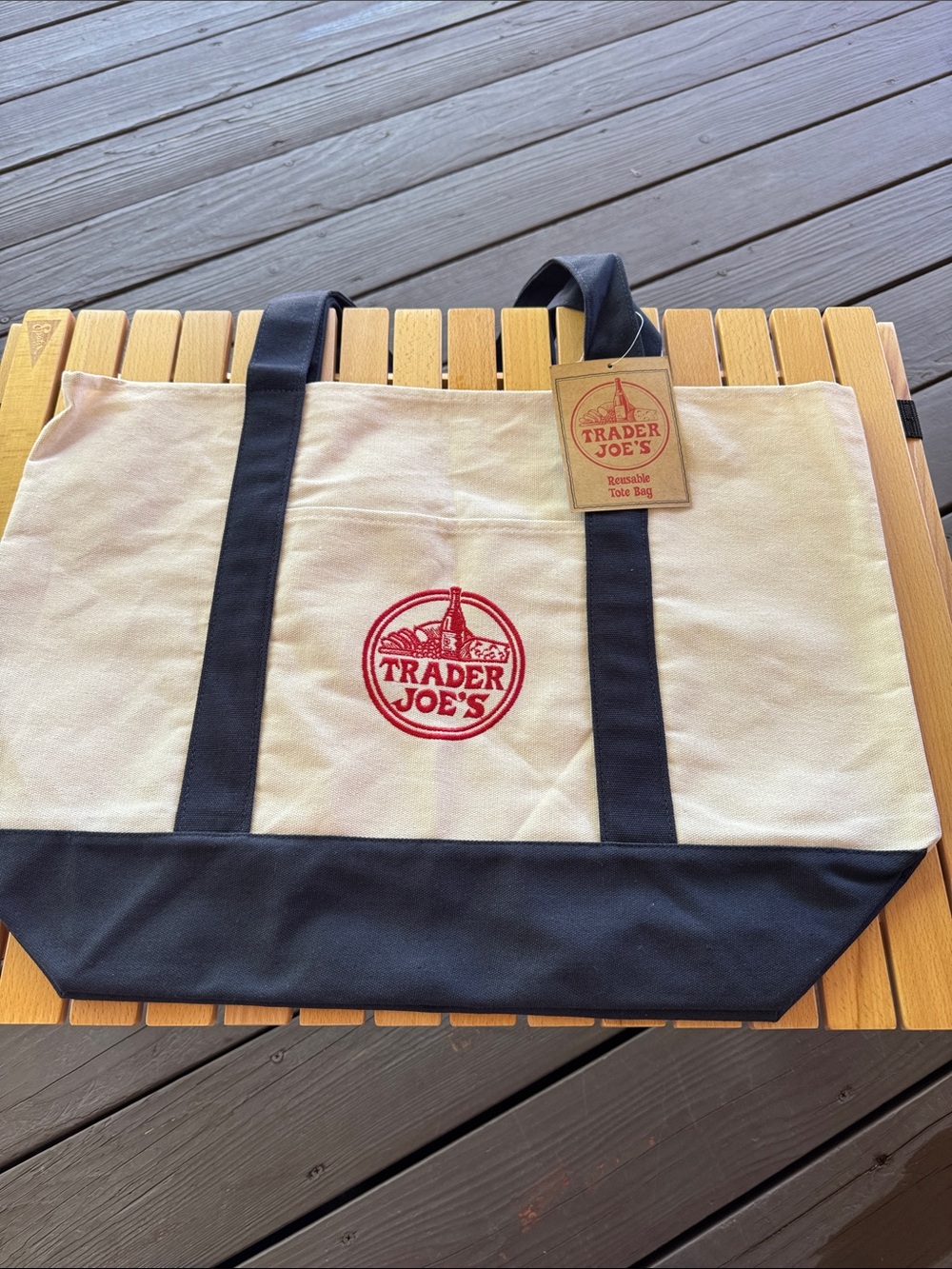 Trader Joe’s Large Tote Canvas Blue NWT